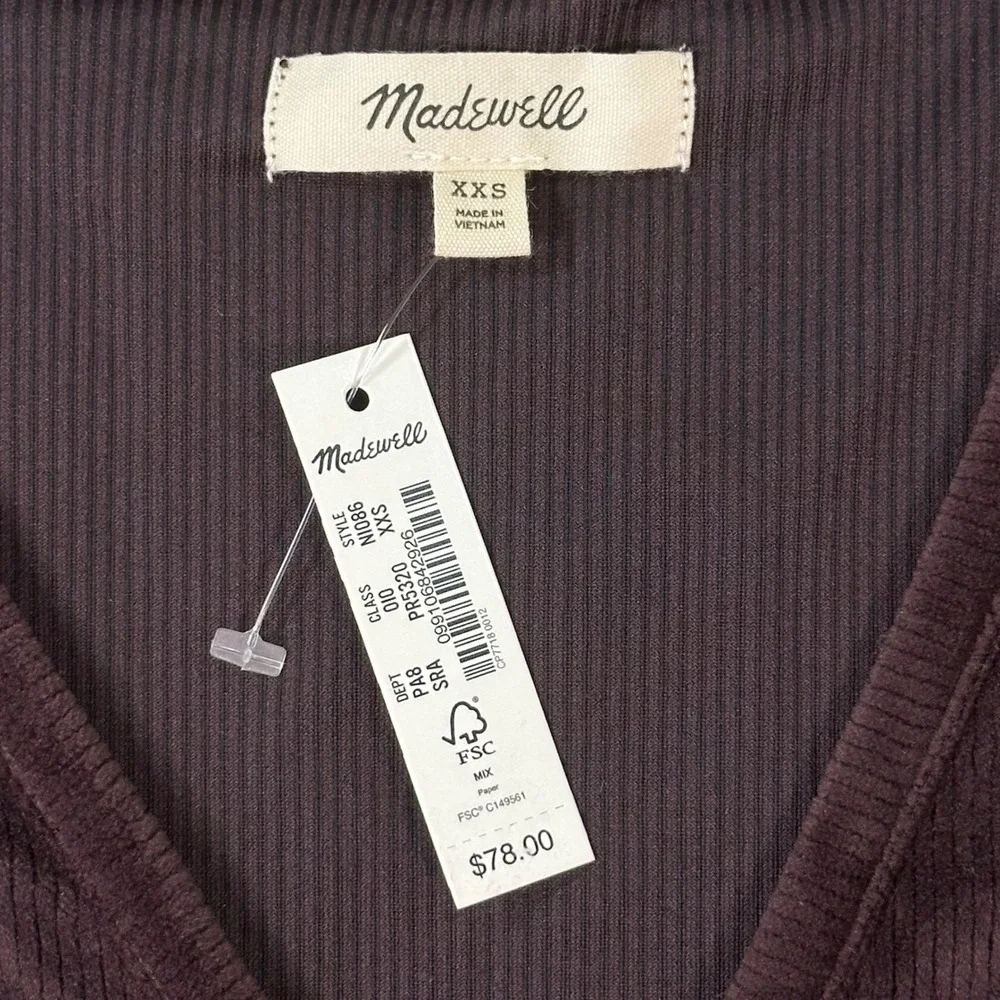 Madewell Womens Corduroy Wrap Burgundy Long Sleeve Peplum Blouse Size XXS
